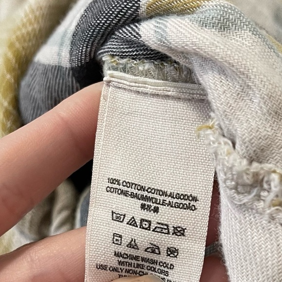 Free People Yellow White Double Dip Plaid High Low Tunic Flannel Size Small - Picture 7 of 7